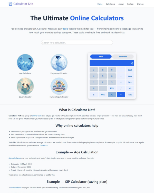 Online Calculator Website - 40+ High CPC Calculators Ready for Adsense