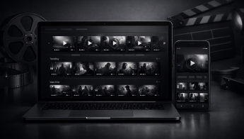 Modern Movies & Film Streaming Website Banner in Dark Minimalist Style